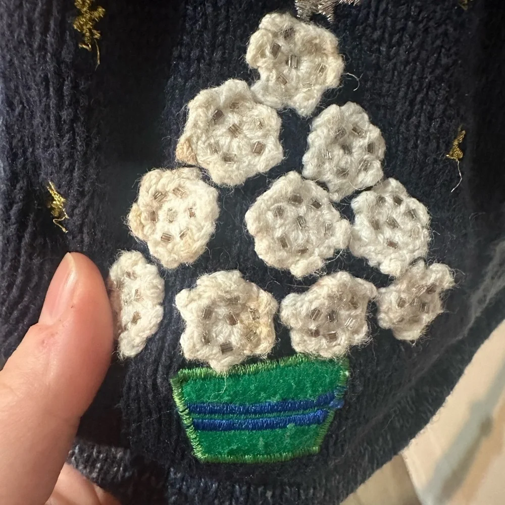 Festive Vintage Patchwork Holiday Vest with Embroidery All Over size S